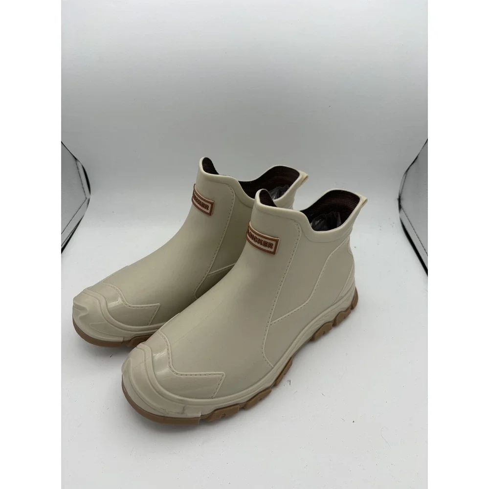 Albicker Boots Mens Size 9 White Rubber Ankle Rain Waterproof Slip Resistant